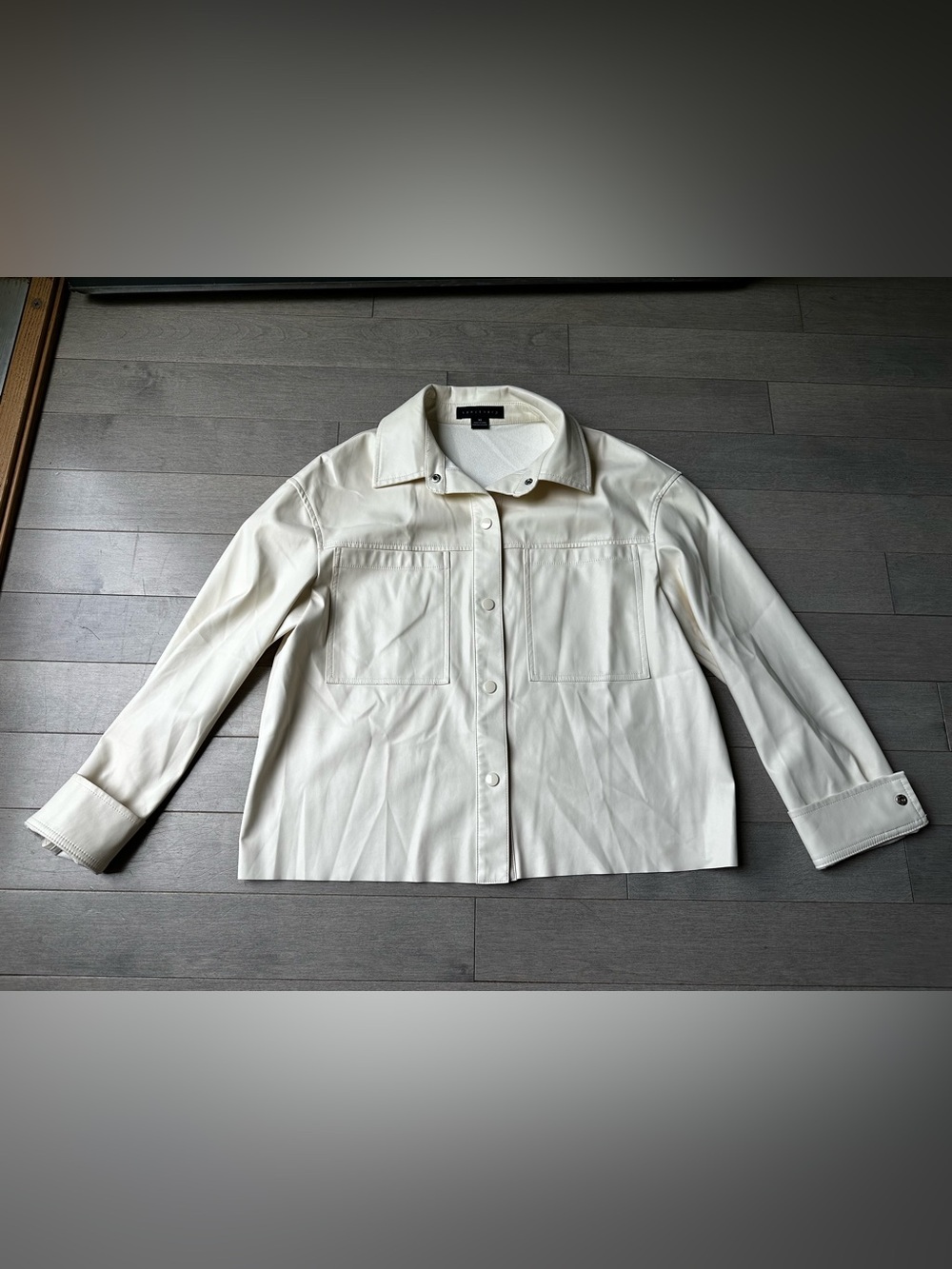 Women’s Sanctuary Lori Faux Leather Cream Collared Snap Button Front Jacket XS